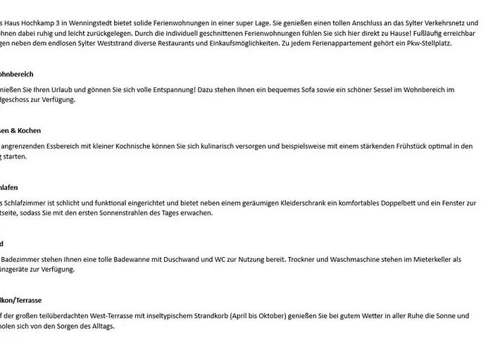 Apartman Hochkamp 3a, App 1 Wenningstedt-Braderup (Sylt)